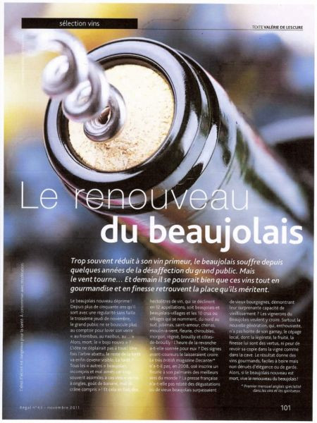 Le renouveau du Beaujolais, Régal n°43 2011 - 2011/11