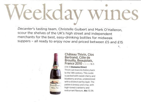 Décanter magazine, Weekday Wines, Clos Bertrand 2010 - 2012/04