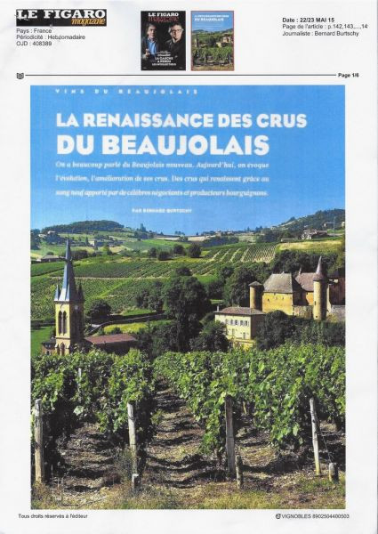 La renaissance des Crus du Beaujolais, Figaro 22/23 mai 2015 - 2015/06